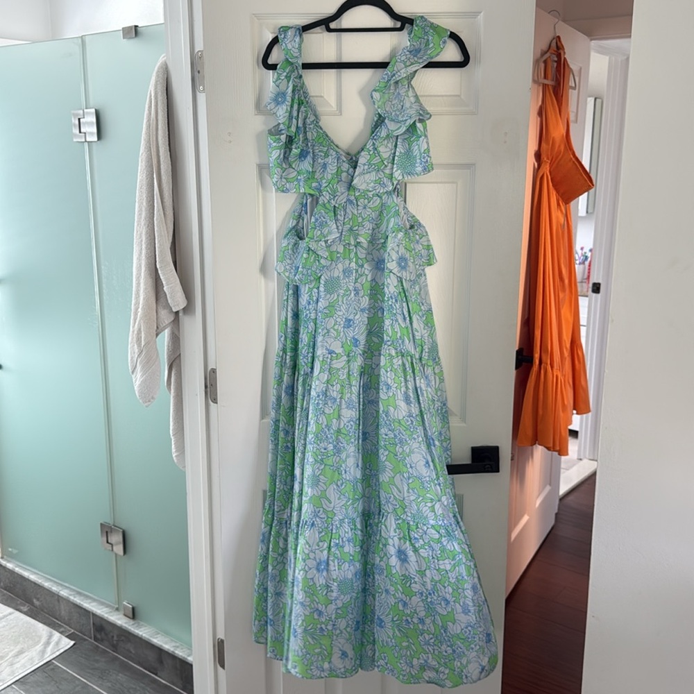 J. Crew Collection Floral Cutout Maxi Dress Size 10 - Picture 3 of 7